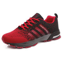 Vermelho moda tênis de pouco peso dos homens sapatos casuais respirável calçados masculinos rendas até caminhada sapato esporte tênis corrida mais tamanho 2024 - compre barato