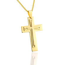 Crucifix Jesus Cross Necklace for Men Women Gold Color Stainless Steel Box Chain Male Christian Prayer Jewelry Gift Dropshipping 2024 - buy cheap