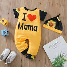 Prowow Yellow Sunflower Clothes For Newborn 0-12m “I Love Mama Papa" Female Baby's Rompers and Hat Summer Infant Girl Jumpsuit 2024 - buy cheap