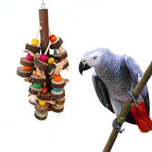 Behogar blocos de madeira natural, papagaio, brinquedo para pendurar, mordida, para papagaio brotblown, cacatuas, pássaros, canudos 2024 - compre barato