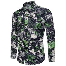 Mens Beach Hawaiian Shirt Tropical Summer Long Sleeve Shirt Men Brand Clothing Casual Loose Cotton Button Down Shirts Plus Size 2024 - buy cheap