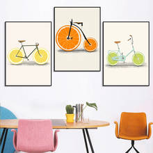 Fruit Bicycle Hanging Painting Nordic Lemon and Orange Kitchen Living Room Canvas Painting Nursery Baby Room Decoration 2024 - buy cheap