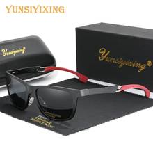 Yunsiyixing óculos de sol masculino com lente polarizada, óculos de sol de marca clássica com design de templos, óculos para homens/mulheres 6524 2024 - compre barato