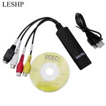 Usb 2.0 placa de captura vídeo conversor adaptador para computador tv áudio dvd dvr vhs alta qualidade preto 2024 - compre barato