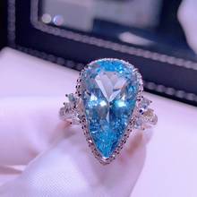 H809 Aquamarine Ring Fine Jewelry Pure 18 K Gold Natural Blue Aquamarine Gemstones 8.1ct Fine Rings 2024 - buy cheap