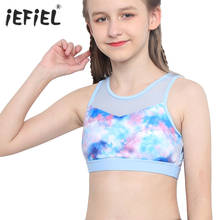 Top deportivo informal de malla empalmada para niñas, camiseta sin mangas con estampado Tie Dye para gimnasia, Yoga, ropa de entrenamiento, camisetas sin mangas, sujetador, chaleco 2024 - compra barato