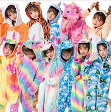 Kigurumi/детский зимний комбинезон, пижама с единорогом, пижама с изображением панды для мальчиков и девочек, комбинезон для костюмированной вечеринки, Фланелевая пижама с единорогом 2024 - купить недорого