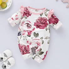 Newborn Infant Clothes Romper Baby Girls Long Sleeve Ruffles Floral Print Romper Jumpsuit Clothes Autumn Clothes Toddler Outfits 2024 - buy cheap