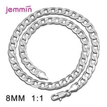 Marca superior elegante feminino 925 prata esterlina link corrente colares jóias para presente de festa 8 mm espessura comprimento 16 18 20 24 polegadas 2024 - compre barato