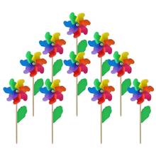 10Pcs Wooden Stick Pinwheels,Windmill Party Pinwheels DIY Pinwheels Set for Kids Toy Garden Lawn Party Decor 2024 - buy cheap