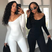 Sexy Women Sporty Fitness One Piece Outfits Jumpsuits Long Sleeve Workout Bodycon Rompers Joggers Overalls Elastic Jumpsuits 2024 - buy cheap