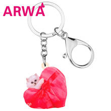 ARWA Acrylic Valentine's Day Love Chinchilla Cat Kitten Key Chains Ring Bag Car Purse Decoration Keychain For Women Girls Gift 2024 - buy cheap