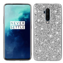 Capa de celular macia de silicone com glitter, capa para oneplus 7t pro, lantejoulas de cristal de luxo, tpu, à prova de choque, capa traseira para oneplus 7t 2024 - compre barato