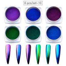 MEET ACROSS Chameleon Mirror Laser Nail Glitter Powders Auroras Effect Nail Art Chrome Pigment Dust DIY Design Nail Decorations 2024 - buy cheap