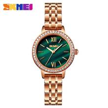 SKMEI Simple Design Bracelet Wristwatch Fashion Dress Women Watches Steel&Leahter Waterproof Clock Green Dial relogio feminino 2024 - buy cheap