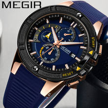 MEGIR-reloj analógico con correa de goma para hombre, accesorio de pulsera resistente al agua con cronógrafo, complemento masculino deportivo de marca de lujo con diseño militar, 2095 2024 - compra barato