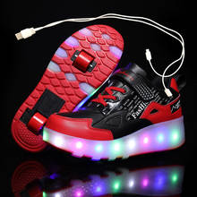 Zapatos informales de Patinaje con ruedas para niños y niñas, zapatillas con luces LED parpadeantes, carga USB 2024 - compra barato