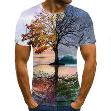 Мужская 3D футболка с коротким рукавом, модная повседневная футболка с круглым вырезом и принтом природы, 2020 2024 - купить недорого