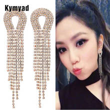 Kymyad-pendientes de cristal para mujer, joyas de Color dorado y plateado, aretes largos con borlas, joyería de moda 2024 - compra barato