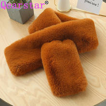 Qearlstar Soft Warm Fur Scarf Faux Rex Rabbit Fur Winter Scarves Cross Design Handy Fashion Korean Style 90*12cm Fur Collar YT24 2024 - buy cheap