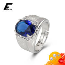 Luxo 925 prata jóias anel masculino oval safira zircão pedra preciosa na moda anéis de dedo para casamento noivado festa acessórios 2024 - compre barato