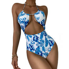 3 cores folha impresso maiô halter bandagem banho feminino monokini uma peça biquinis feminino almofada mmaillot de bain 2024 - compre barato