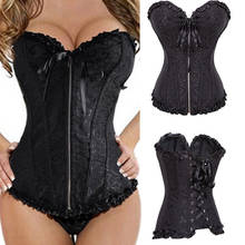 Womens Black sexy corset  Zipper Front Bustier Corset Top Plus Size Overbust Lace Up Boned Renaissance Waist Trainer Corselet 2024 - buy cheap