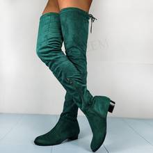 LAIGZEM Faux Suede Women Over Knee Boots Zip Low Heels Boots Thigh High Basic Boots Winter Shoes Botines Botas Size 48 50 51 52 2024 - buy cheap