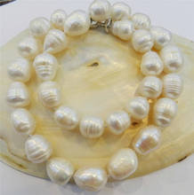 18 INCHES LONG BIG RICE SHAPE 10-11MM WHITE REAL NATURAL PEARL NECKLACE AAA 2024 - buy cheap