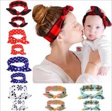 2 pçs/set mãe do bebê headdress impresso moda pai-filho hairband arco nó da criança recém-nascido bandana acessórios de cabelo 2024 - compre barato