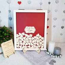 Wood hearts Guest book alternative drop box with sign board personalised wedding guest book ideas Memory Box sign in book frame 2024 - buy cheap