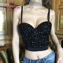 Gorgeous Rhinestone Push Up Bustier Corset Sexy Party Women's Bra Cropped Top Vest Camis Mujer 2024 - buy cheap