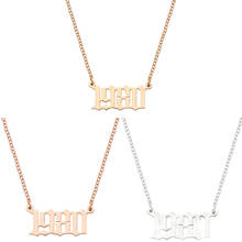 Year Number Necklaces & Pendant For Women Men Stainless Steel Chain Pendant Choker Fashion Jewelry 1980-2019 2024 - buy cheap