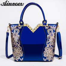 Ainvoev Handbag Womens Embroidered Glossy Shoulder Bag Purse Female Luxury Handbags Women Lacquer PU Leather Bags for Women 2024 - buy cheap