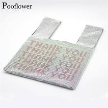 Pooflower-Bolso de mano para mujer, bolsa de noche con diamantes de imitación plateados y brillantes, para fiesta de boda, ZH043, 2020 2024 - compra barato