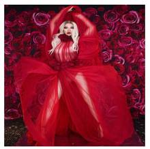 Vestido transparente vermelho, flores, vestido longo de aniversário, comemoração, cantor, bar, show, palco, dança 2024 - compre barato