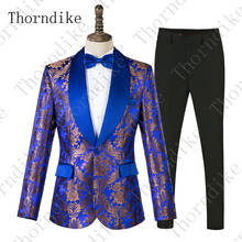 Thorndike 2019 Elegant Design Shawl Lapel Groom Floral Tuxedo Blazer One Button Wedding Suits For Men Wedding Party Suits 2 Pcs 2024 - buy cheap
