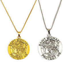 Fashion Archangel St.Michael Protects Charm Pendant Necklace Round Angel St. Michael Protect Us Necklace Men Women Gift 2024 - buy cheap