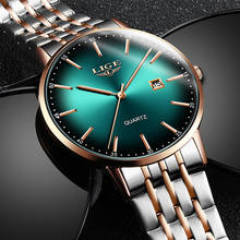 LIGE Women Watches Top Brand Luxury Gold Quartz Watch Ladies  Waterproof Watch For Women Full Steel Slim Green Dial Date Clocks 2024 - buy cheap