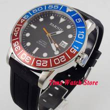 Parnis 42mm 10ATM Miyota Automatic men's watch waterproof black dial luminous sapphire glass rubber strap blue red bezel 393 2024 - buy cheap