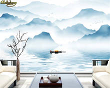 beibehang Custom 3d wallpaper mural abstract artistic mood blue ink landscape background wall decorative painting papel de pared 2024 - buy cheap