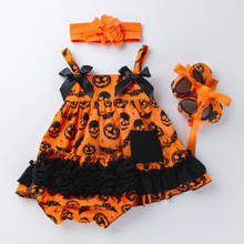 New Christmas Halloween Baby girl Outfit top tutu skirt+Ruffle Bloomers+Headwear+Toddler Shoes Clothing sets Newborn Party Gifts 2024 - buy cheap