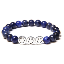 Pedra natural smiley pulseiras para mulheres masculino cor prata rosto sorridente charme pulseira 8/10mm frisado pulseiras requintado jóias 2024 - compre barato