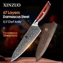 Xinzuo facas japonesas de chef de cozinha de 8.5 pol. vg10 damasco, aço inoxidável com cabo de madeira rosa 2024 - compre barato