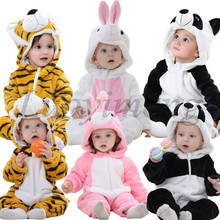 Pelele de franela con dibujos animados para bebé, niño y niña cálida de invierno para ropa de dormir, disfraces de zorro, Tigre, Panda, mono para niño 2024 - compra barato