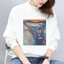 Sudadera con capucha de manga larga para mujer, suéter con estampado de pintura al óleo, ropa de calle para otoño 2024 - compra barato