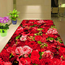 Alfombra grande con estampado 3D de flores y rosas, Multicolor, rosa, roja, decoración de pasillo de boda, hogar, pasillo, escaleras, antideslizante, nueva 2024 - compra barato