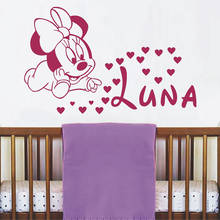 Little Minnie Mouse Wall Decals Custom Kids Names With Hearts Vinyl Wall Stickers Home Nursery Decor Girls Bedroom Art AJ526 2024 - buy cheap