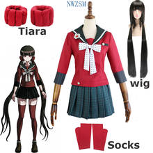 Fantasia para cosplay de danganronpa, anime feminino, harukawa, maki, peruca, uniforme de meninas, para dia das bruxas 2024 - compre barato