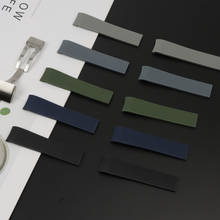 21 мм Новый стиль мягкий резиновый ремешок для часов черный, синий, серый складной ремешок с пряжкой подходит для Longines ремешок для часов 2024 - купить недорого